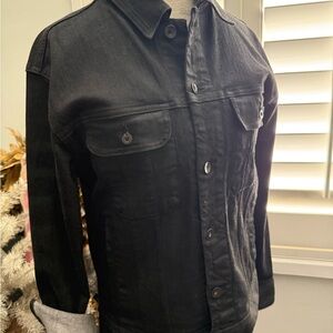 Rag & Bone Black Button-Front Denim Shirt Jacket